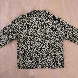Leopard Long Sleeve, Cropped, Mock-neck